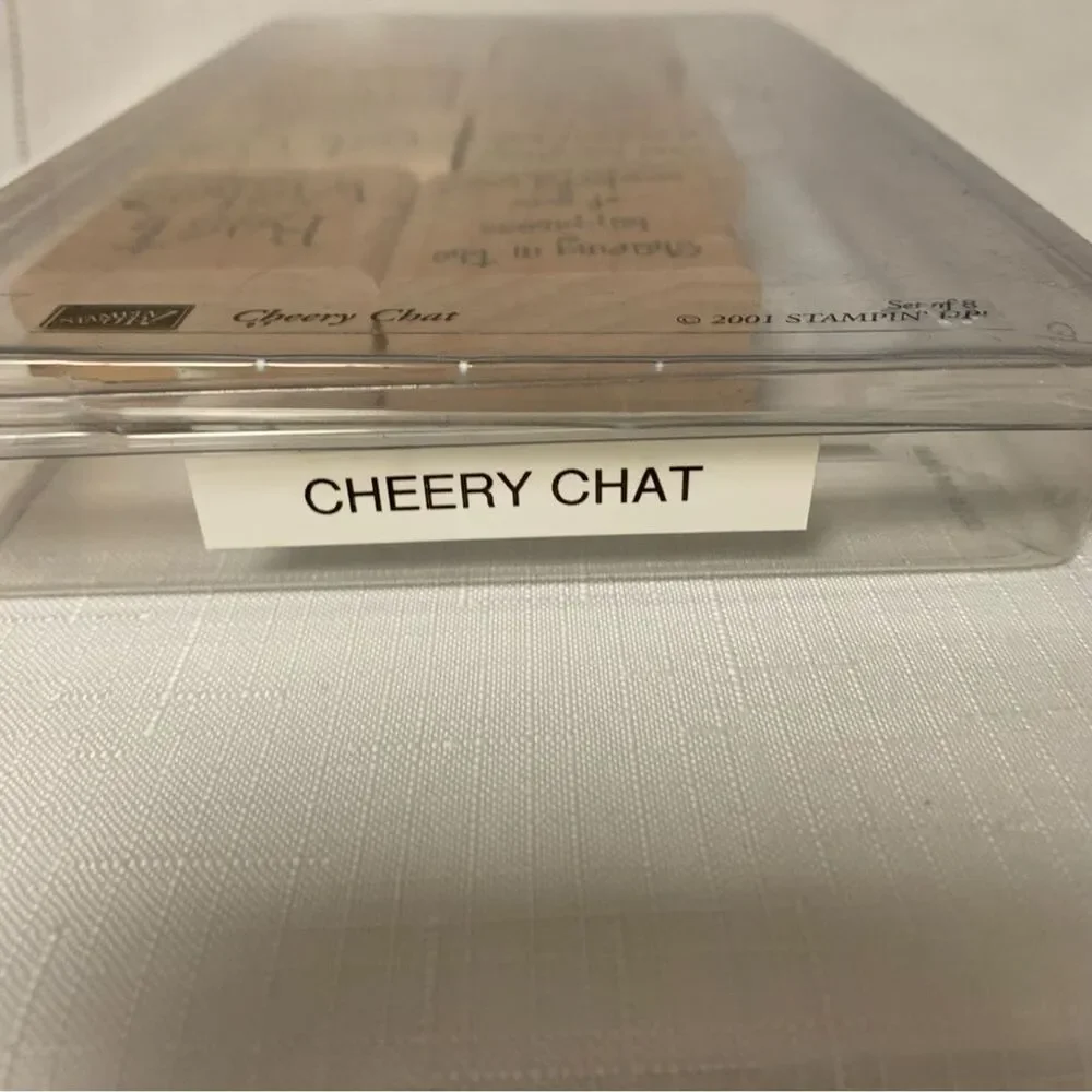 STAMPIN' UP Cheery Chat Wooden Rubber Stamp 2001 8 Set Birthday Best Wish Thanks